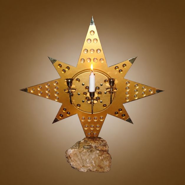 Stone with star and candle